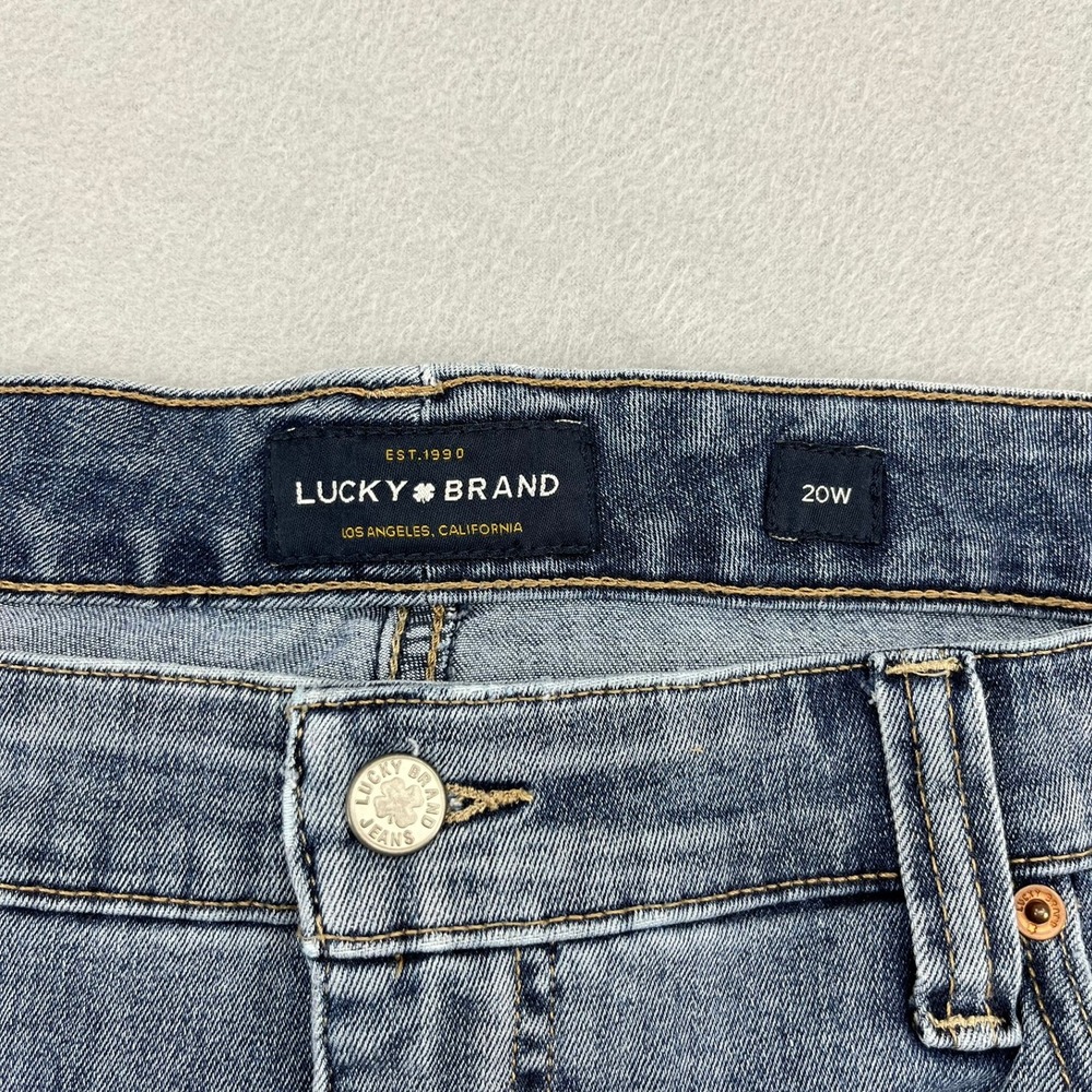 Lucky Brand Emma Crop Jeans Womens 20W Blue Medium Wash Distressed Raw Hem Denim - Picture 8 of 16